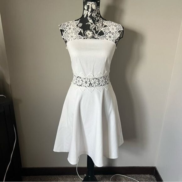 Ted Baker Monaa Lace Sleeveless White Mini Dress US Size 1 Small - Picture 5 of 9